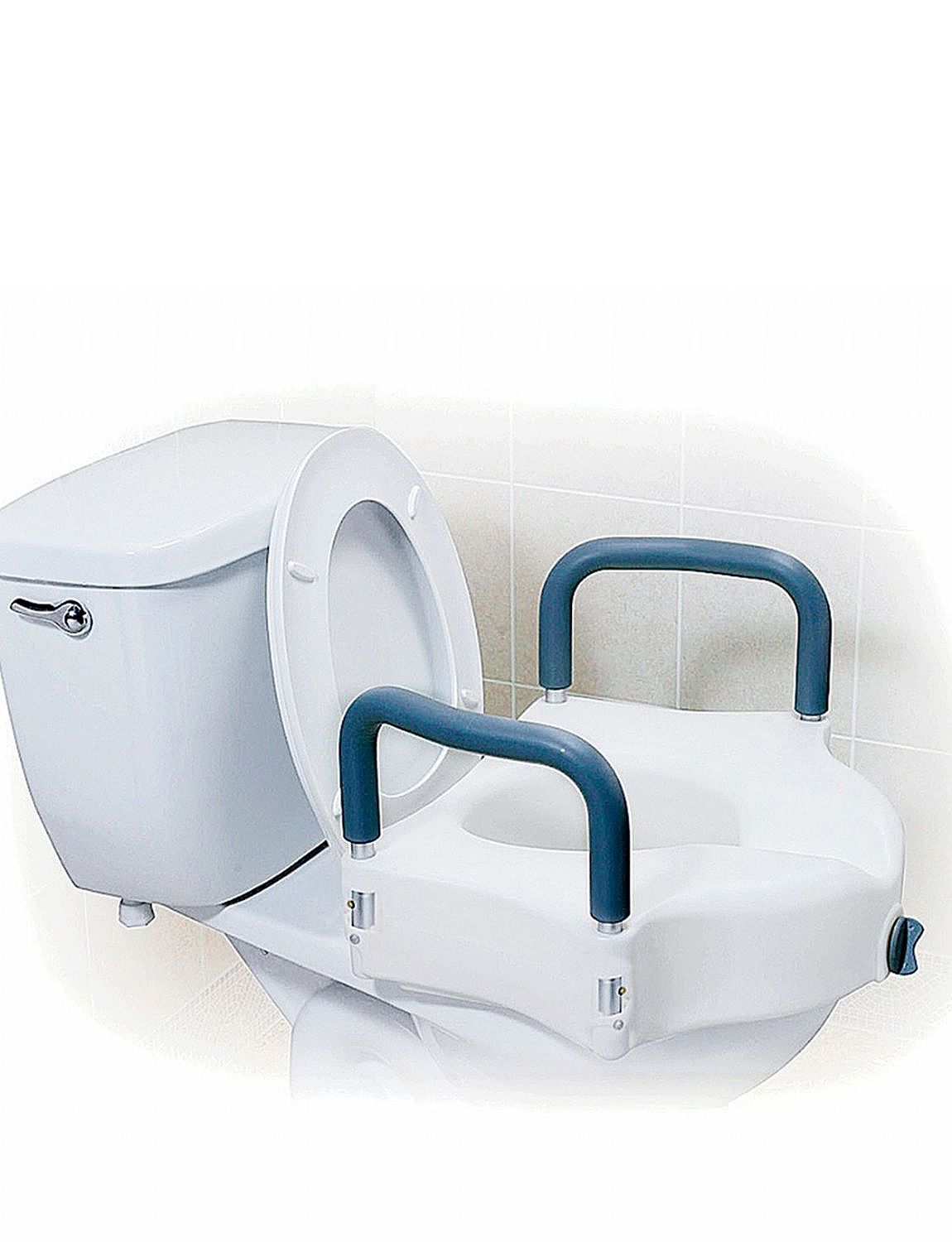 Elevated Toilet Seat With Detachable Arms - Home Bathroom