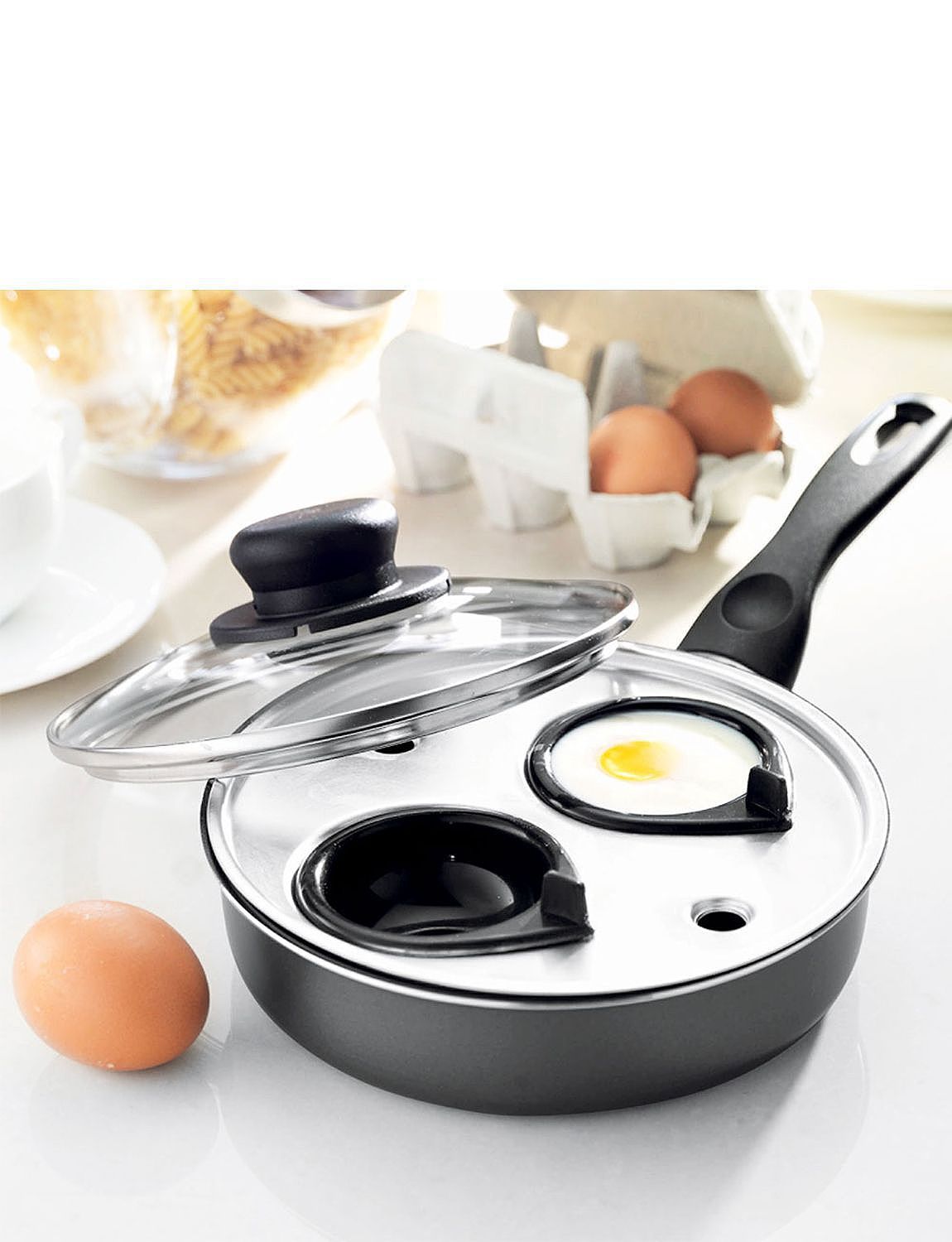 2In1 Egg Poacher With Glass Lid Home