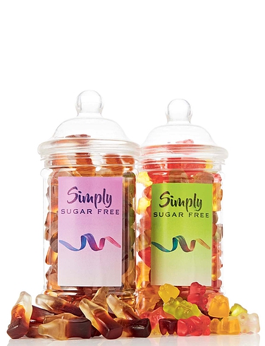 Cola Bottles and Gummy Bears Sugar Free Sweet Jars - Set of 2