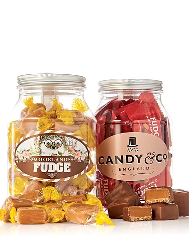 Vanilla Fudge and Chocolate Coated Fudge Set of 2 Traditional Sweet Jars