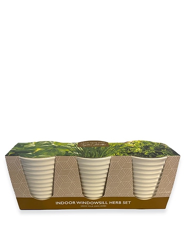 Set Of 3 Windowsill Ceramic Herb Pots