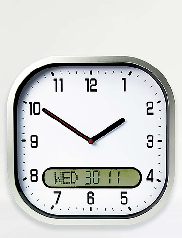 Clear Time Day Date Wall Clock