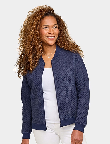 Mock Quilt Jersey Zip Jacket