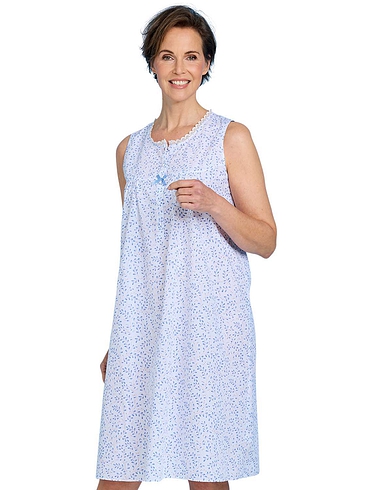 Swirl Leaf Print Sleeveless Nightdress