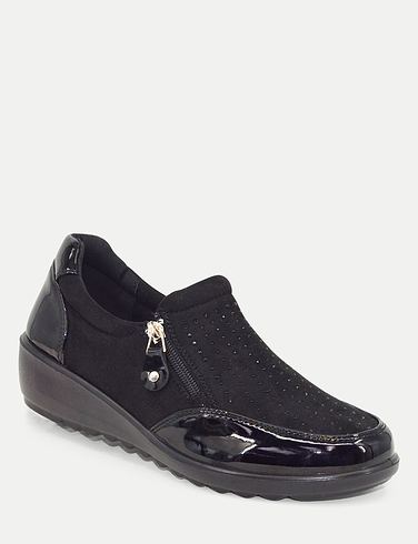 Dr Lightfoot E Twin Zip Diamante Trim Shoe