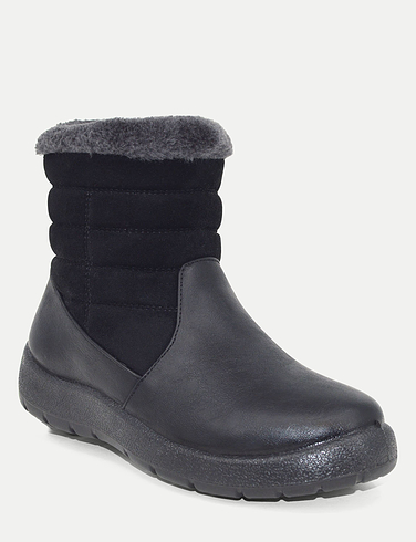 Wide Fit PU Mock Suede Zip Boot