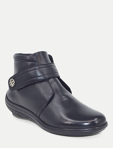 Wide EE Fit Leather Touch Fasten Boot