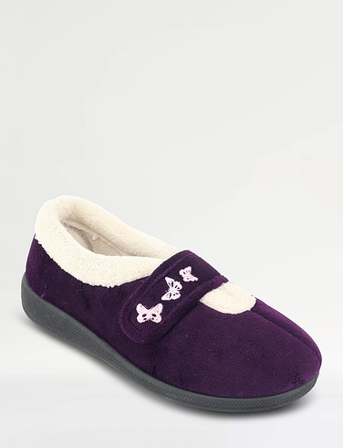 Touch Fasten Embroidered Slipper