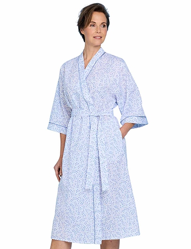 Swirl Leaf Print Wrap Robe