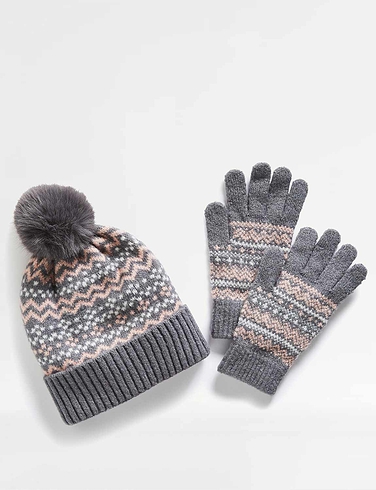 Knitted Hat and Glove Set