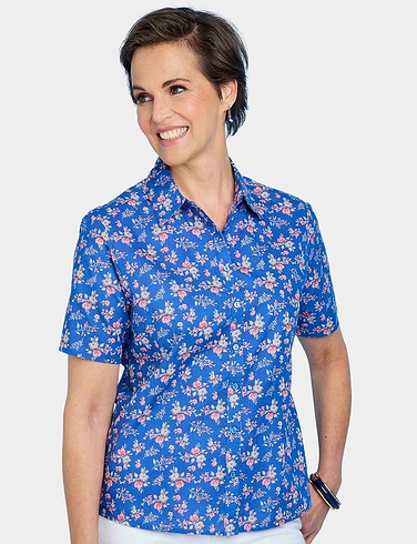 Short Sleeved Cotton Print Blouse