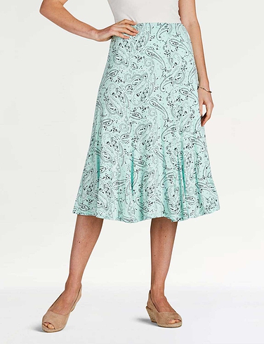 Lined Print Jersey Skirt