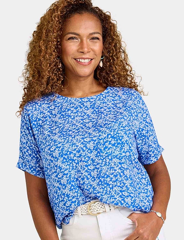 Print Shell Top With Pocket