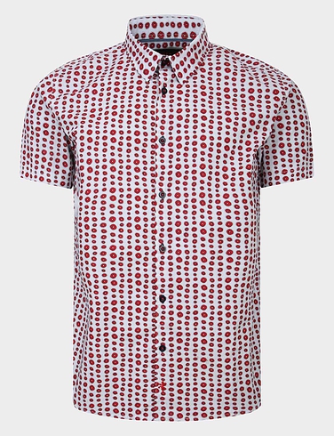 Lizard King Printed Short Sleeve Blood Orange Print Shirt